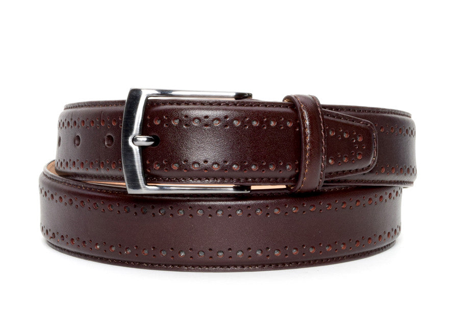 Bourbon Perforated Leather Dress Belt - Warfield & Grand