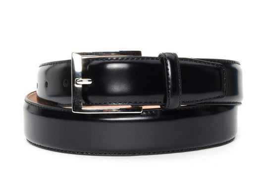 Black Spazzolato Leather Dress Belt - Warfield & Grand