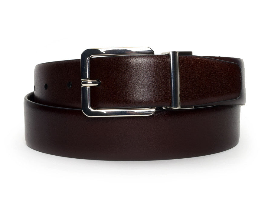 Black and Bourbon Reversible Belt - Warfield & Grand