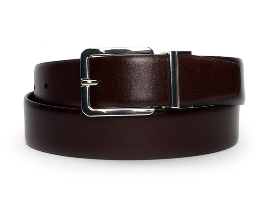 Black and Bourbon Reversible Belt - Warfield & Grand